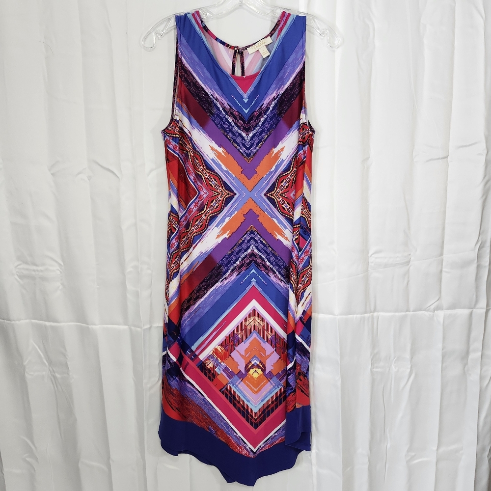 Prelude Size Large Multicolor Sleeveless Geometric Dress
